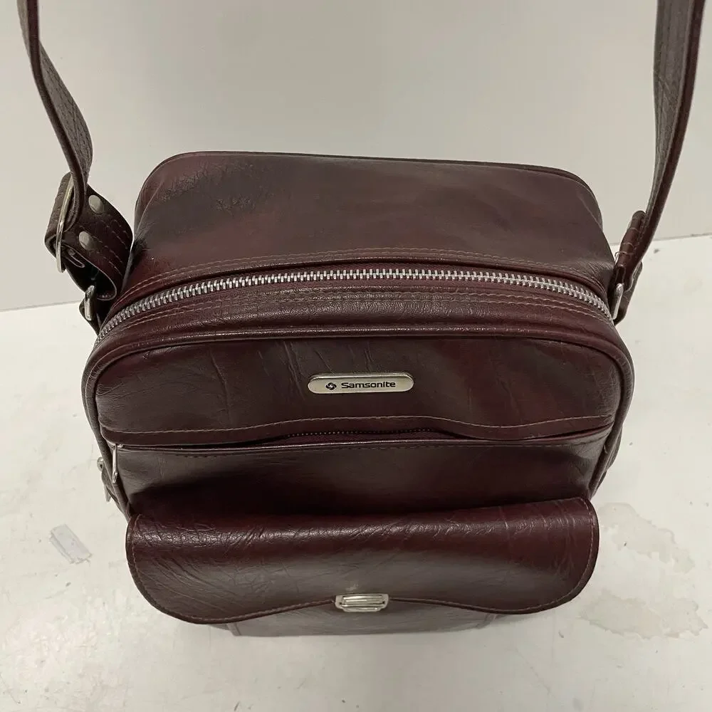 Samsonite Sonora Vintage Under Seat Carry On Travel Shoulder Bag Burgundy Red